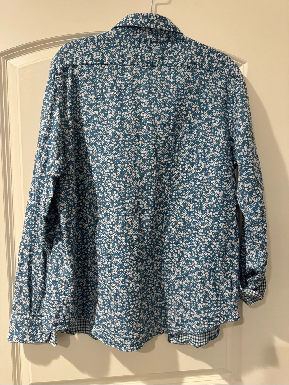 Banana Republic Blue Floral & Gingham Contrast Untucked Shirt M